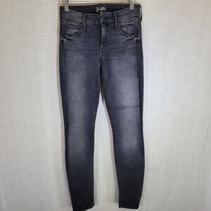 Mother The Looker Jeans Womens 24 Black Dark Wash Cat Got Your Tongue Denim